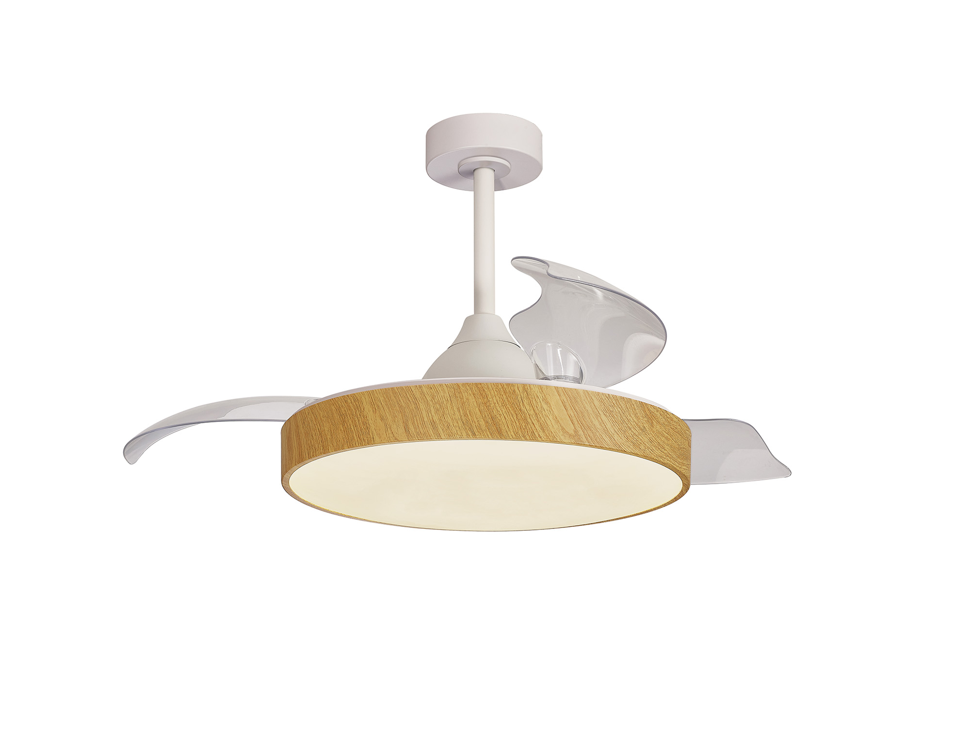 M8753  Alaska 60W LED Dimmable Ceiling Light With Built-In 30W DC Fan; 2700-5000K Remote & APP Control; Wood